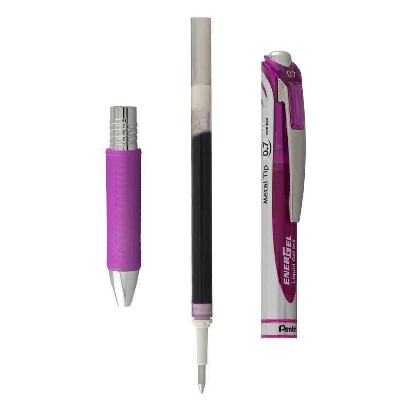 Pentel Refill Ink for EnerGel Liquid Gel Pen, (0.7mm), Metal Tip, Violet Ink, Box of 12 (LR7-V) - Image 4